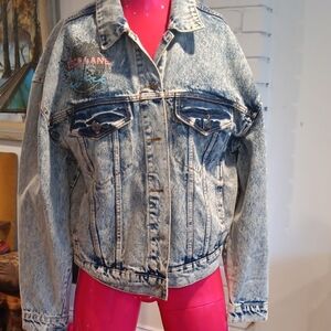 Ashley Vintage Charm Washed Denim Jacket - Light Acid Wash Blue